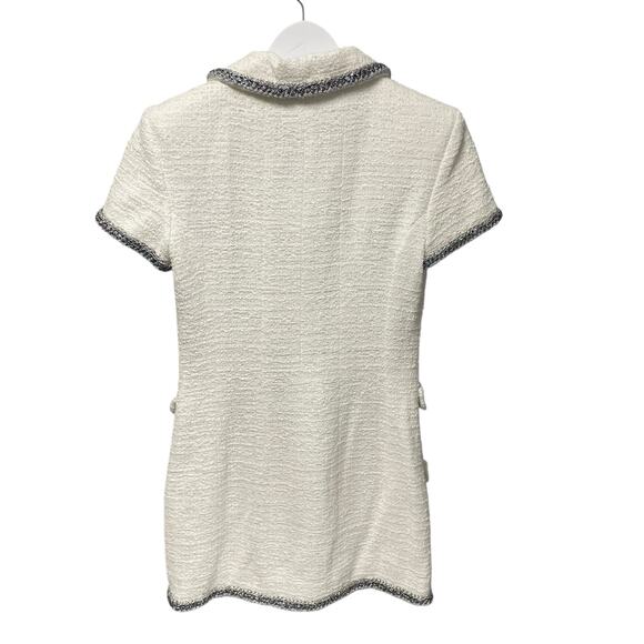 Chanel Spring 2020 White Tweed Short Sleeve Collared Mini Shirt Dress 38 / US 6 - Picture 11 of 11